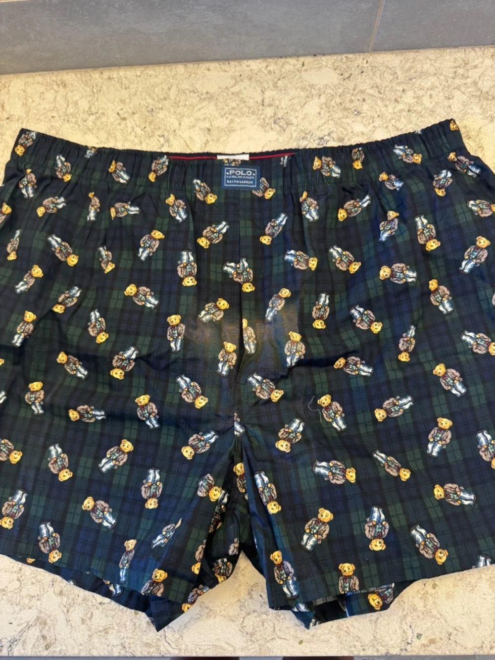 Vintage‎ Men's Polo By Ralph Lauren Plaid Boxers Shorts with Teddy Bears XL